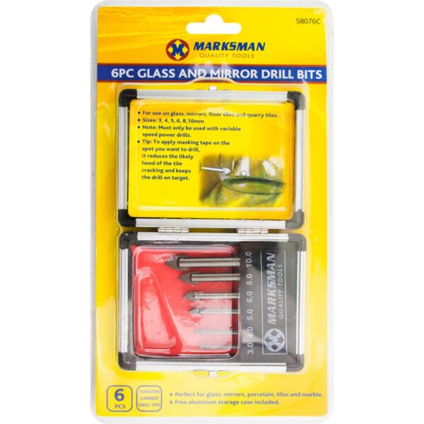 Marksman 6pc glass and mirror drill bits 58076C NZ